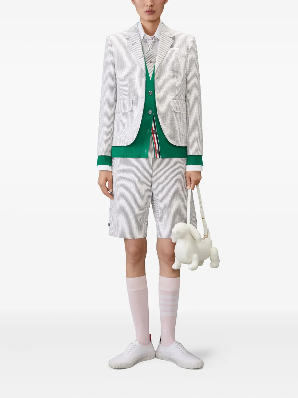 Thom Browne Vest met vier strepen van merinowol Groen