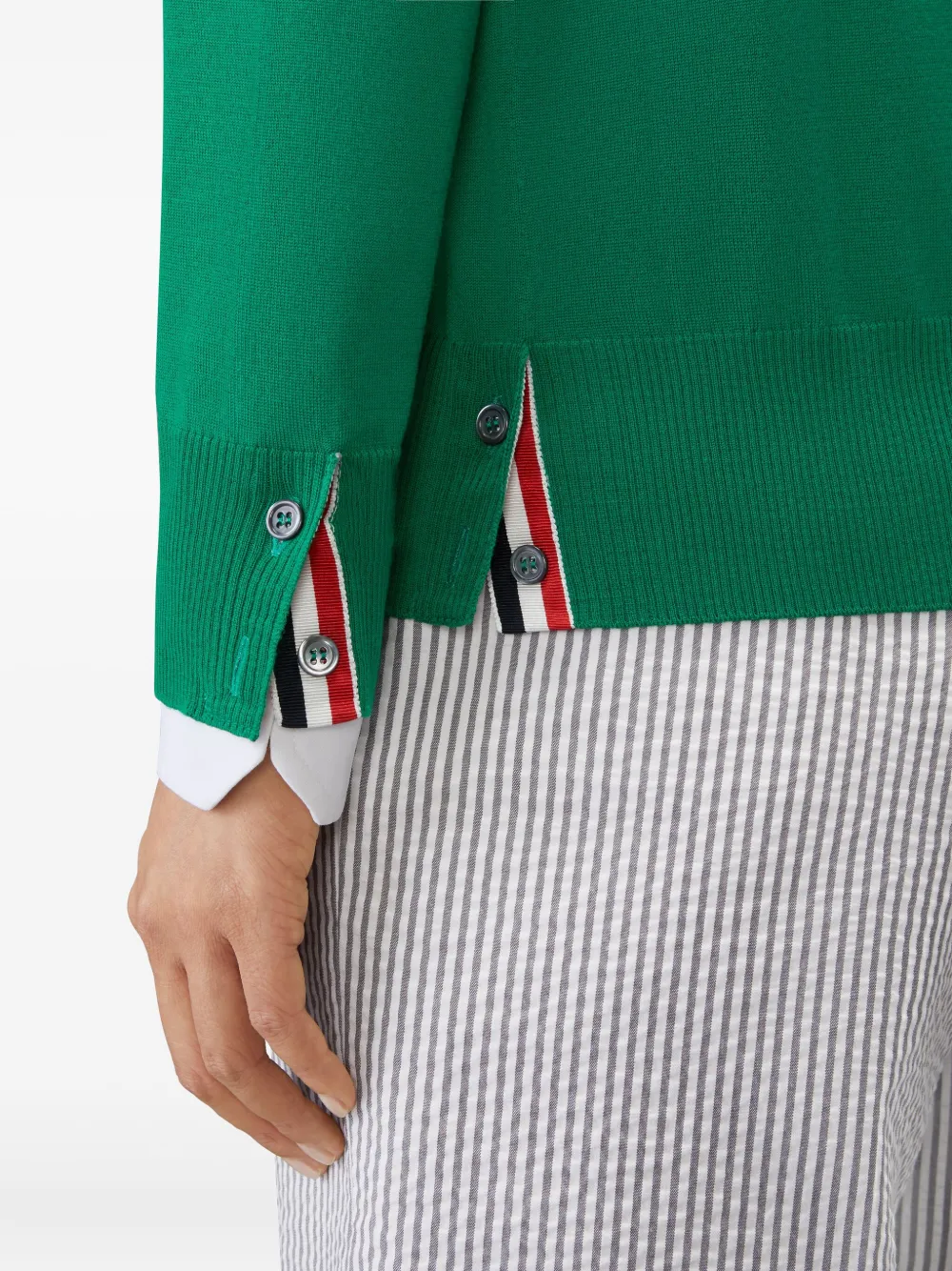 Thom Browne Vest met vier strepen van merinowol Groen