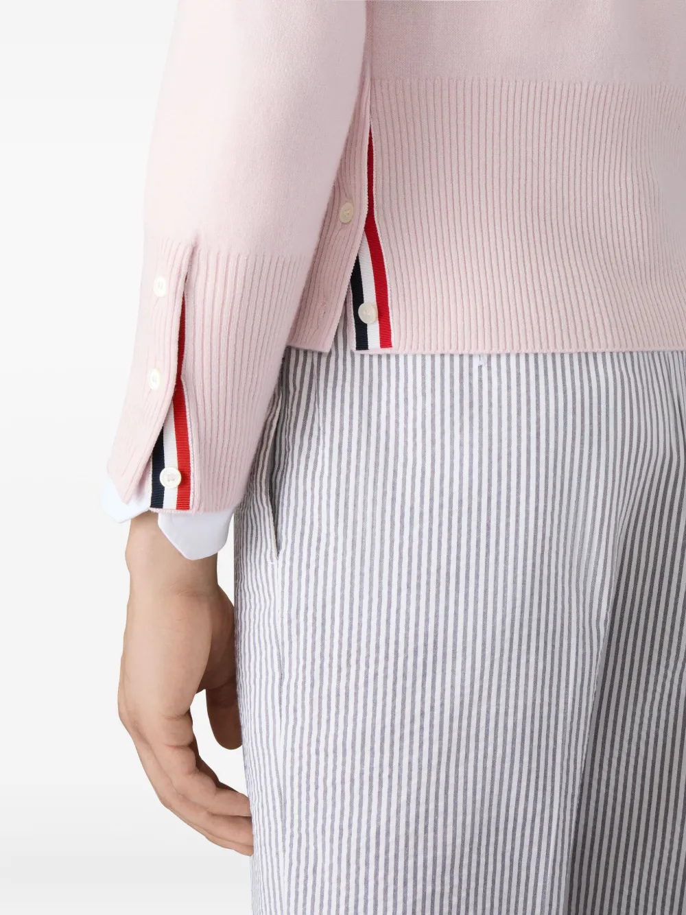 Thom Browne Vest met V-hals en vier strepen Roze