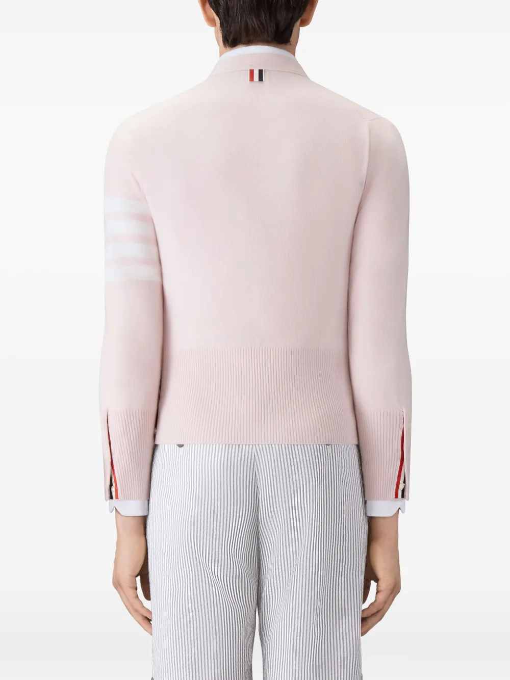 Thom Browne Vest met V-hals en vier strepen Roze