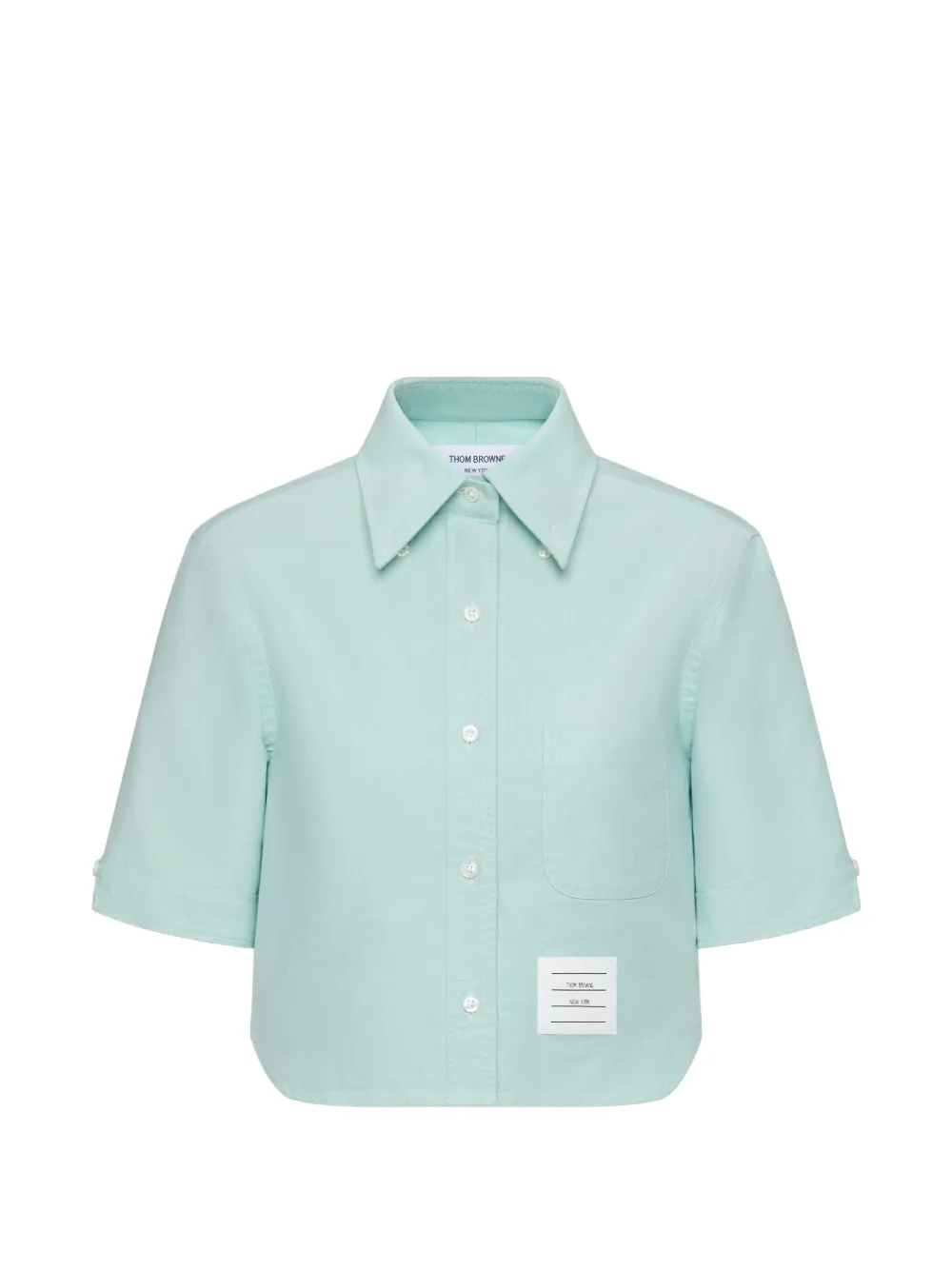 Thom Browne Cropped Oxford blouse met korte mouwen Blauw