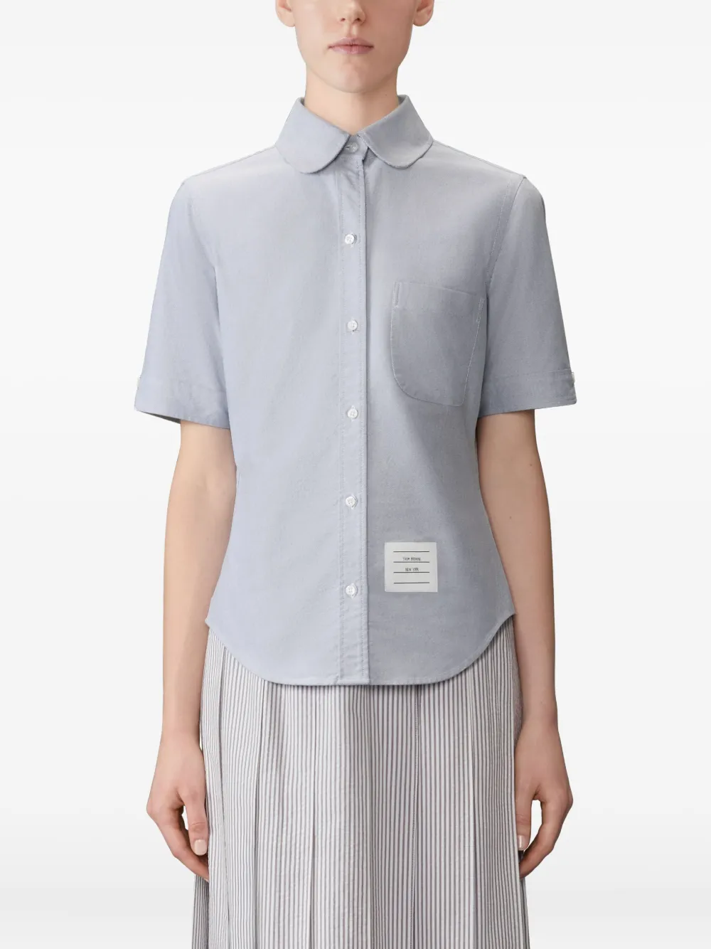 Thom Browne round-collar short-sleeve shirt Grijs