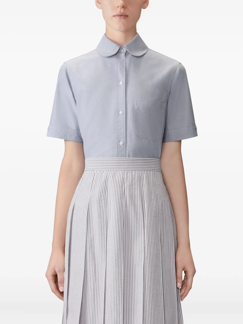 Thom Browne round-collar short-sleeve shirt Grijs