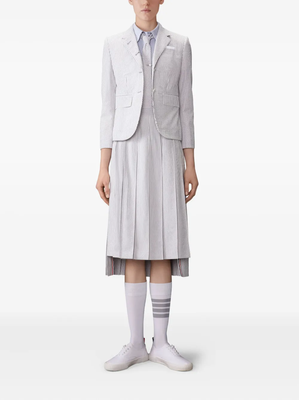 Thom Browne round-collar short-sleeve shirt Grijs