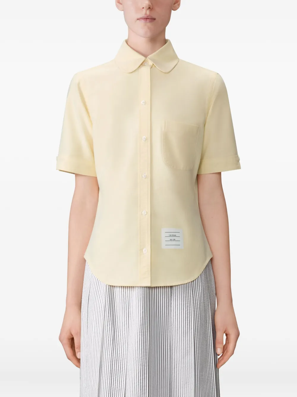 Thom Browne pach-pocket short-sleeve shirt Geel