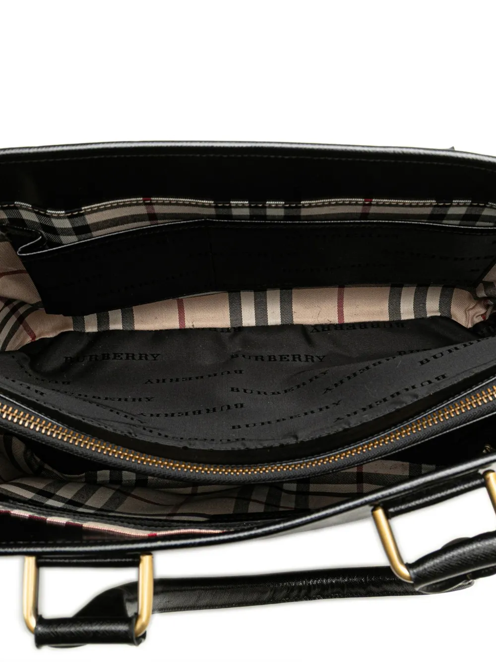Pre-owned Burberry 2000-2017 Leather Tote Bag In Black