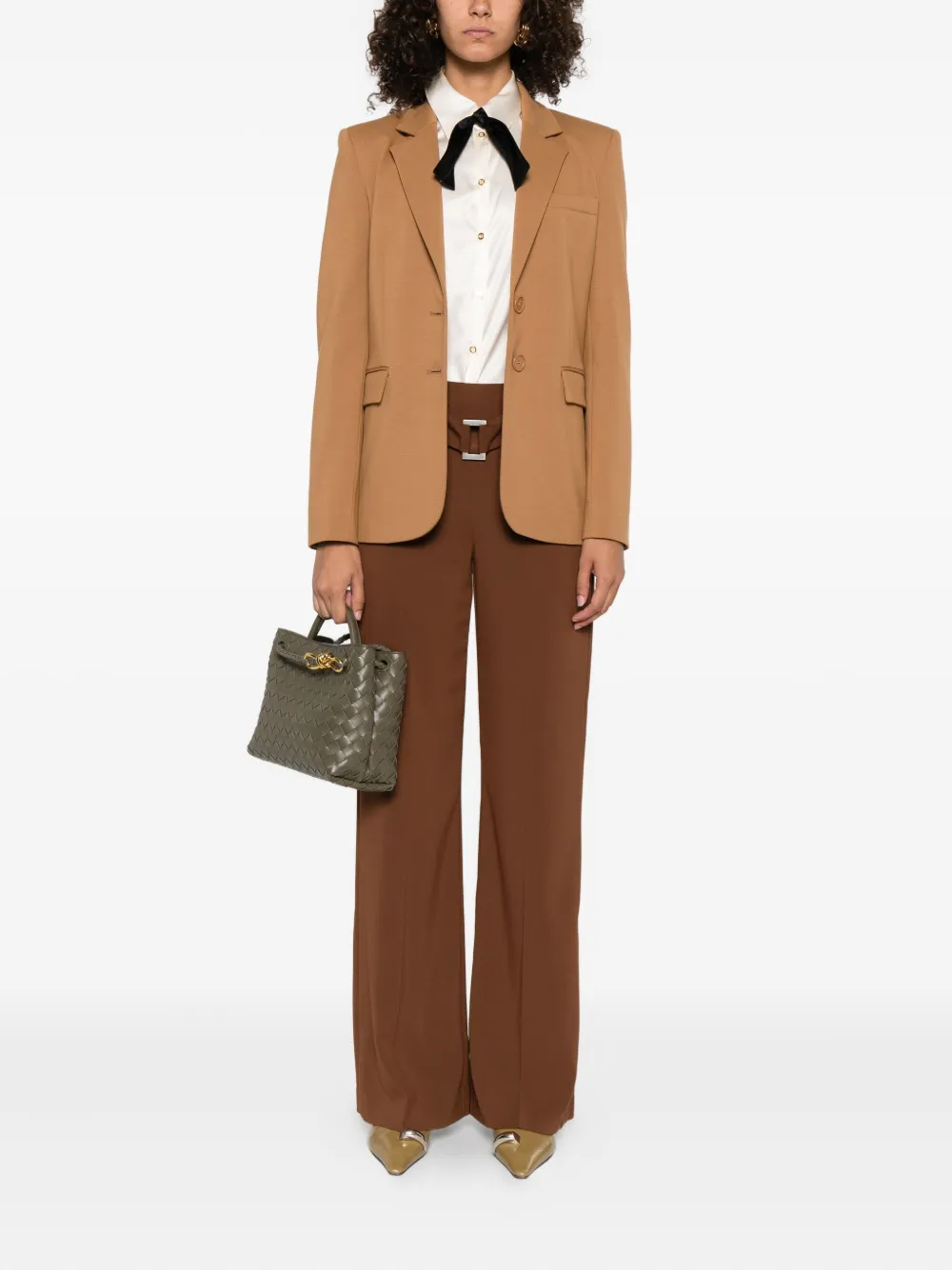 Elisabetta Franchi bow-detail satin shirt Beige