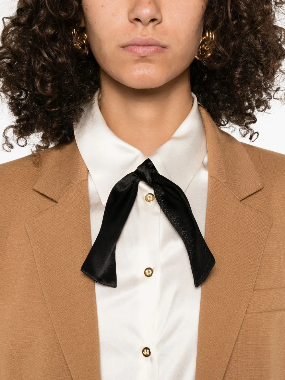 Elisabetta Franchi bow-detail satin shirt Beige