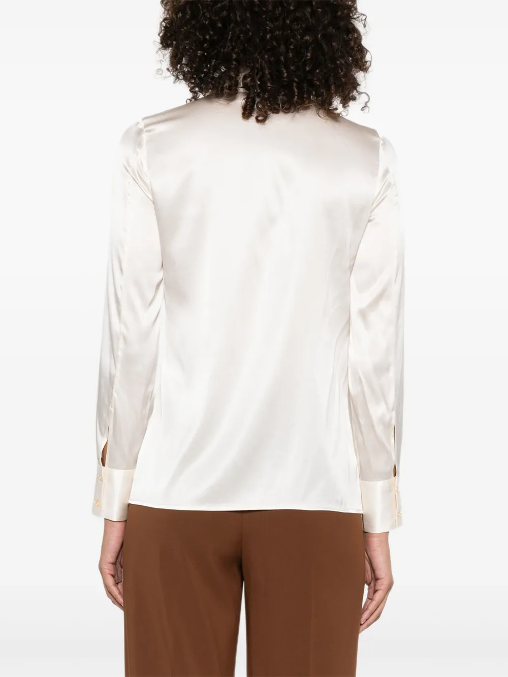 Elisabetta Franchi bow-detail satin shirt Beige