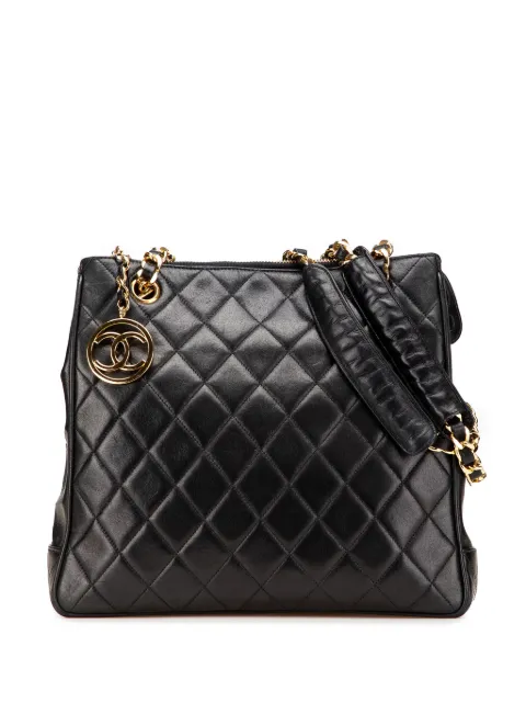 CHANEL Pre-Owned 1989-1991 Quilted Lambskin CC Charm tote bag