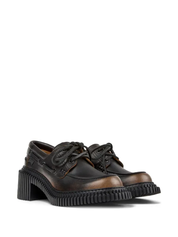 Camper Pix London Leather Platform Boat Shoes | Black | FARFETCH CA