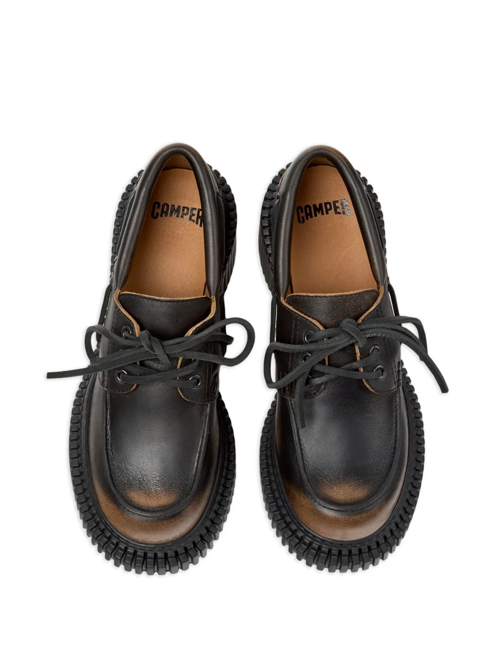Camper Pix London leather platform boat shoes Black