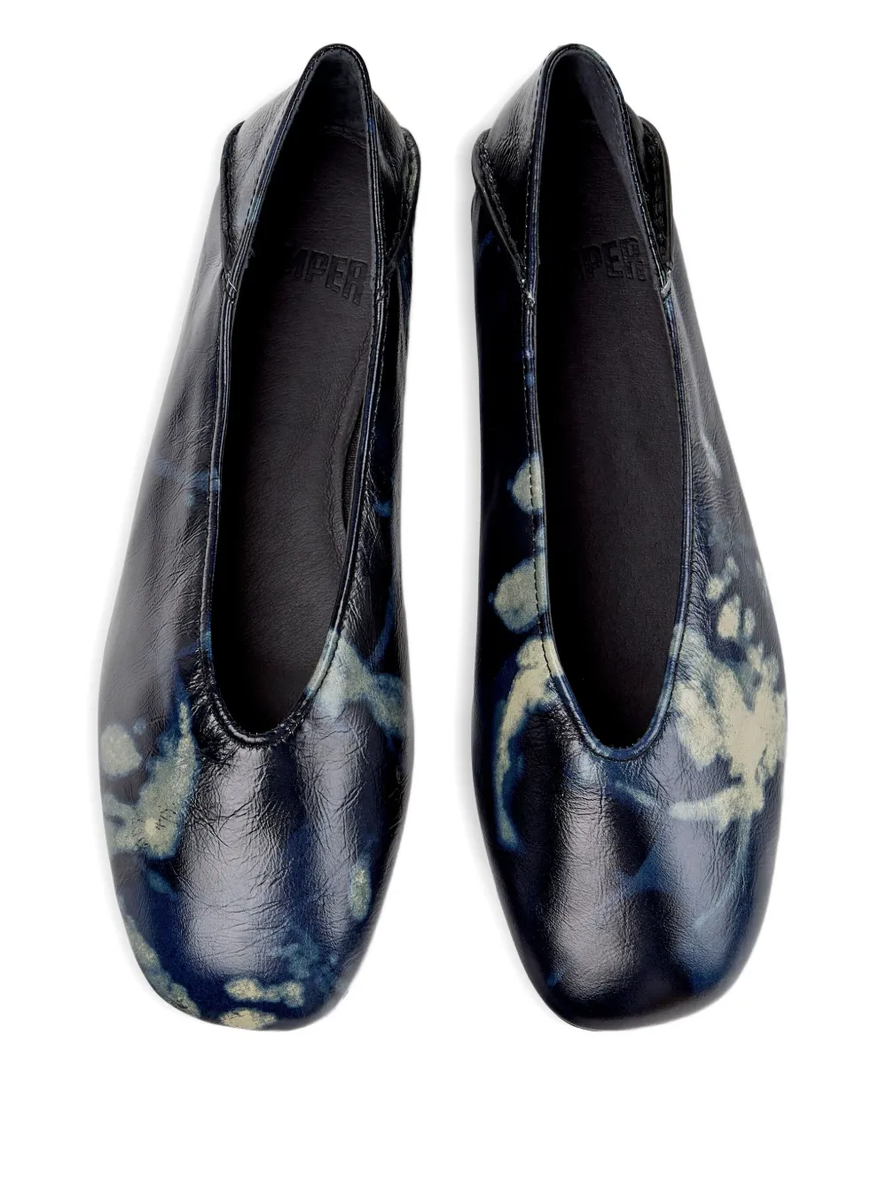 Camper Casi Myra leather tie-dye flat pumps Black