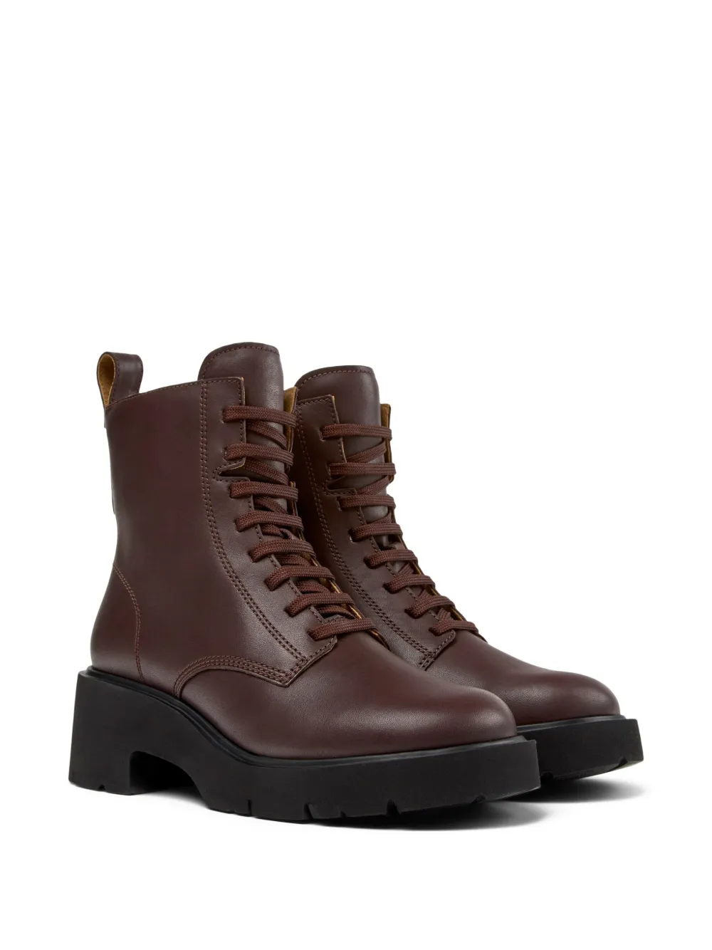 Camper 54mm Milah lace-up platform boots Brown