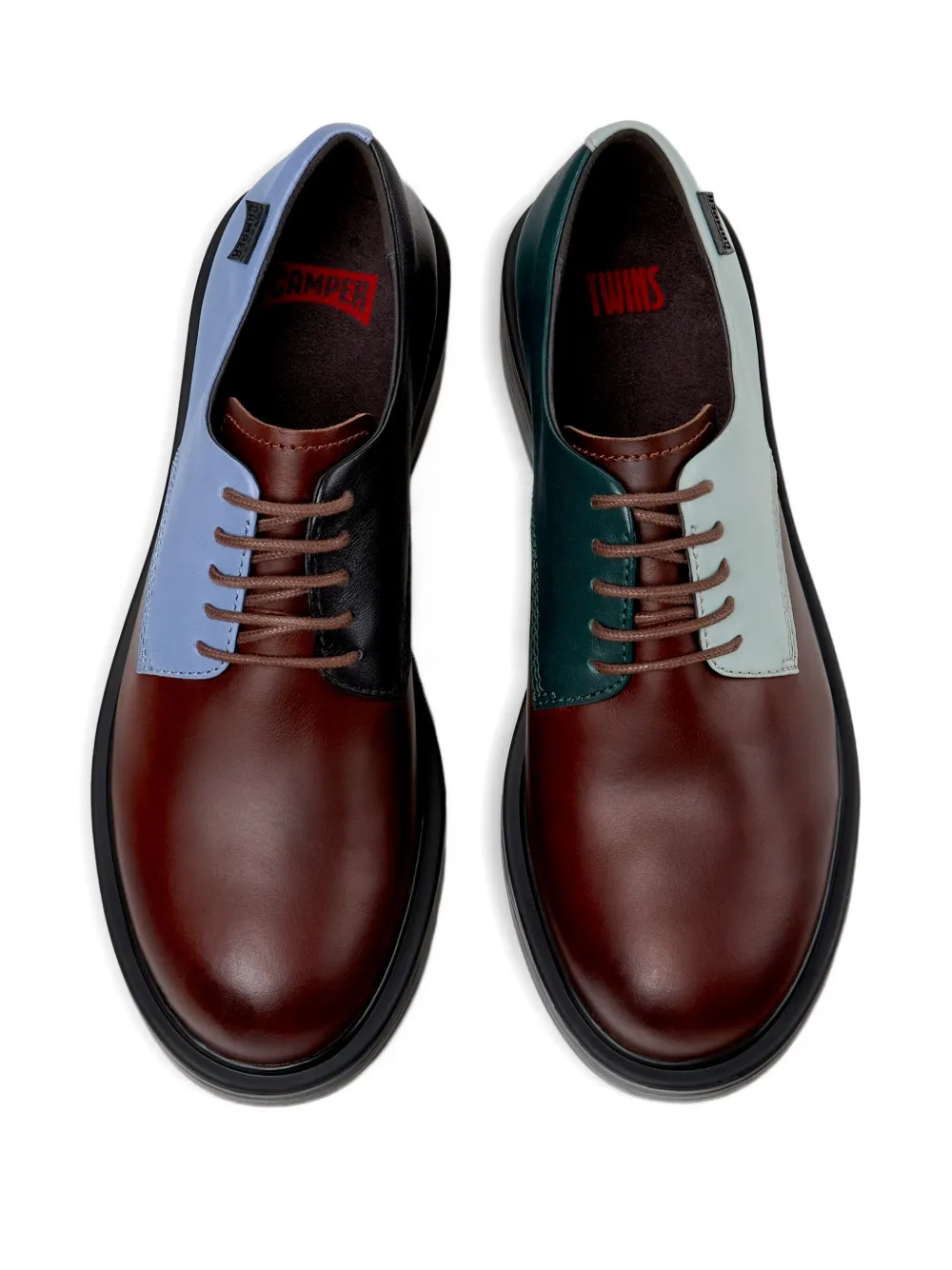 Camper Dean Twins leather two-tone lace-up oxford shoes Brown
