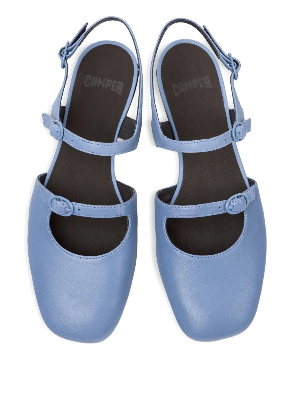 Camper Casi Myra buckle-strap leather flat pumps Blue