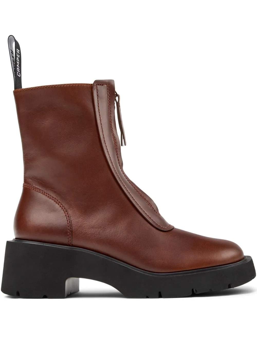 Camper 54mm Milah zip-front platform boots Brown