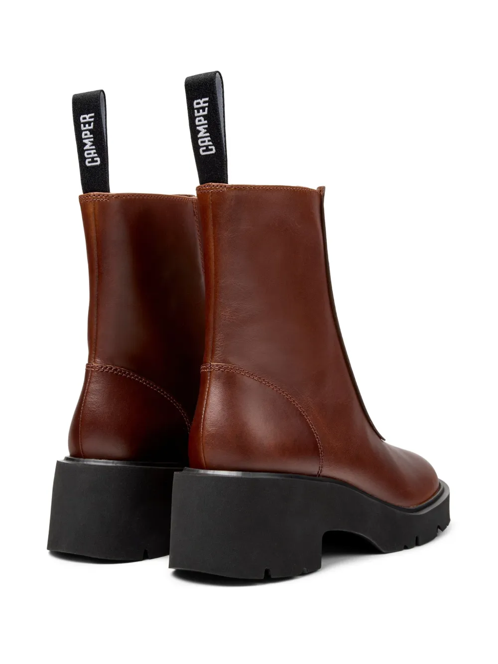 Camper 54mm Milah zip-front platform boots Brown
