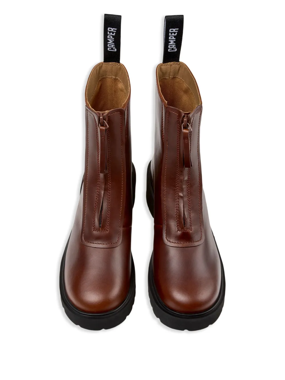 Camper 54mm Milah zip-front platform boots Brown