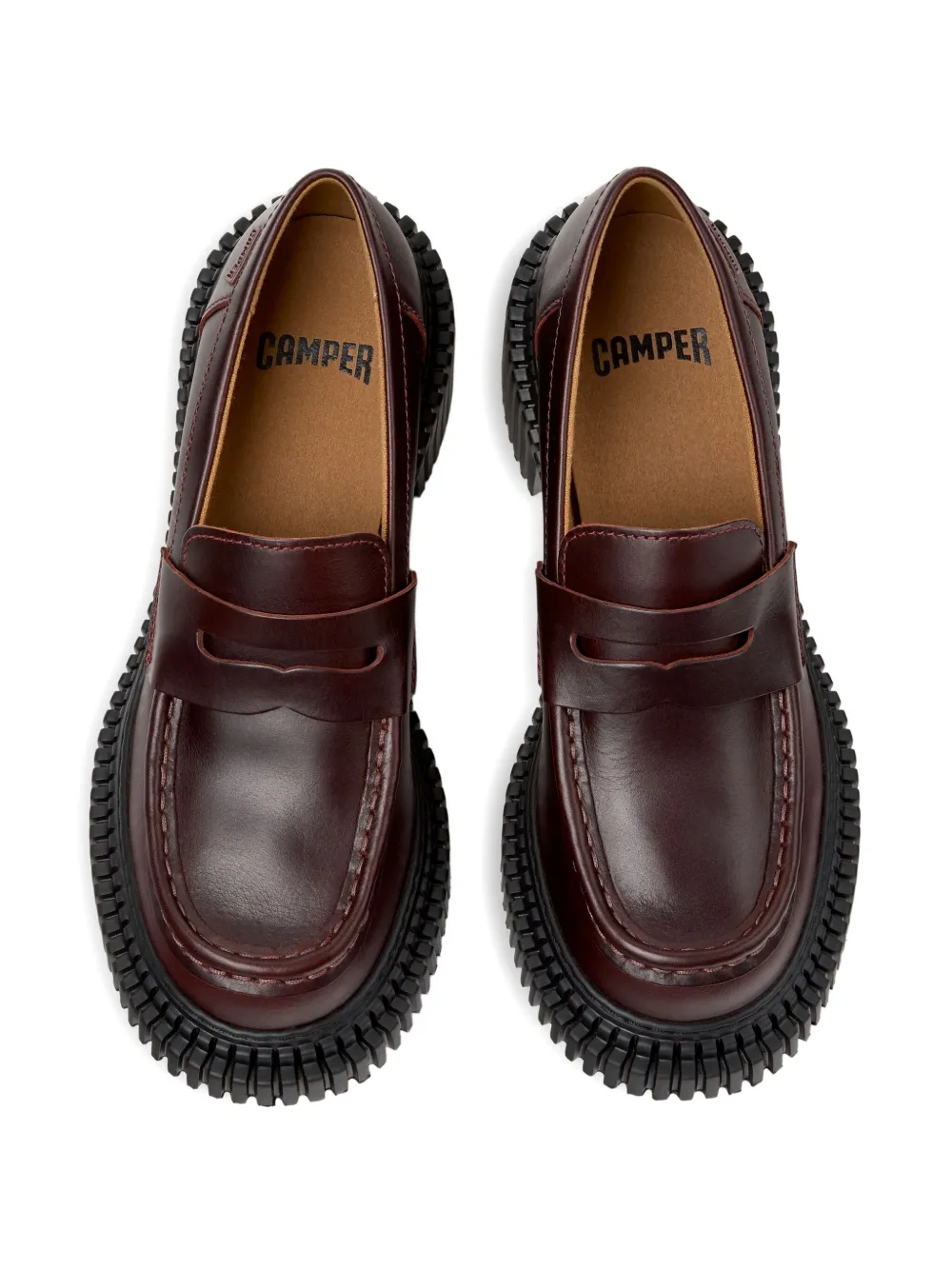 Camper Pix London Leather Penny Loafers In Burgundy