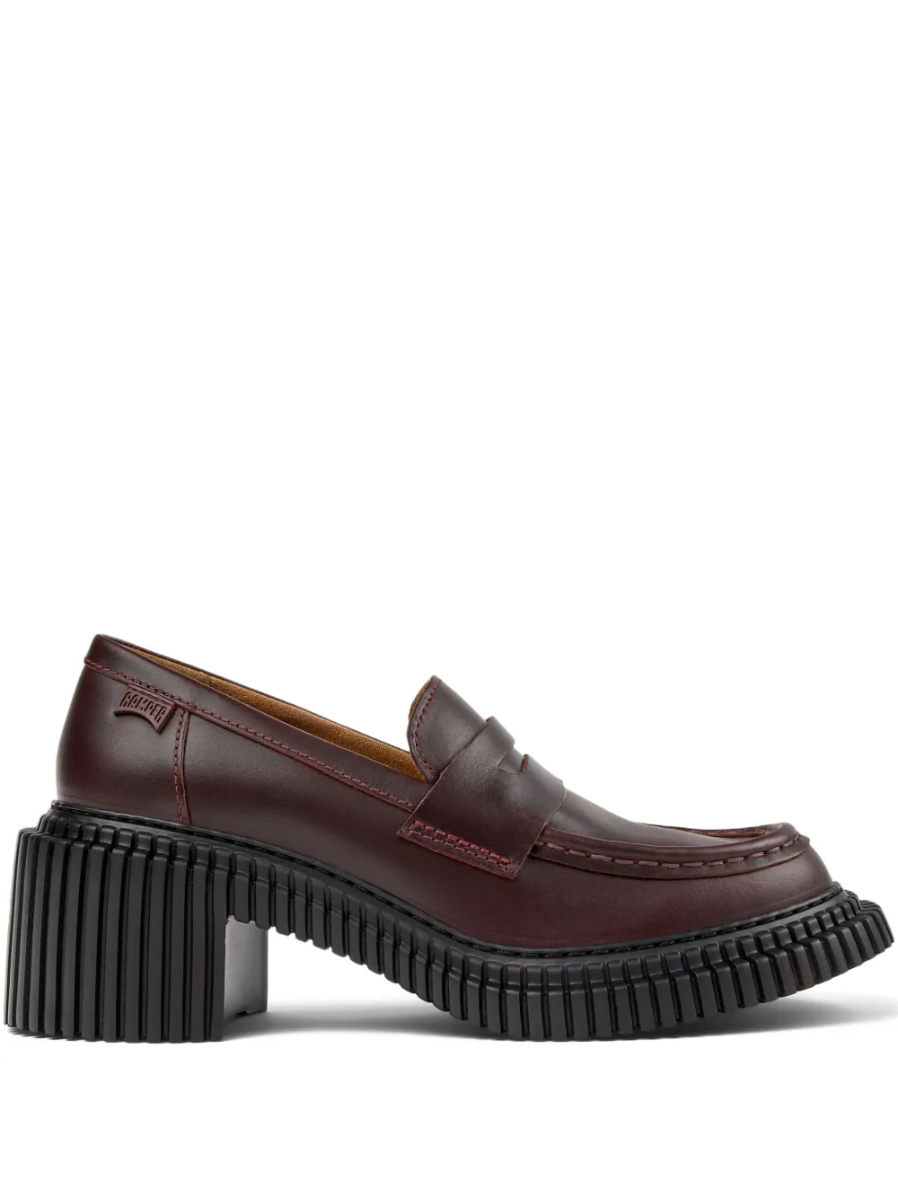 Camper Pix London Leather Penny Loafers In Burgundy