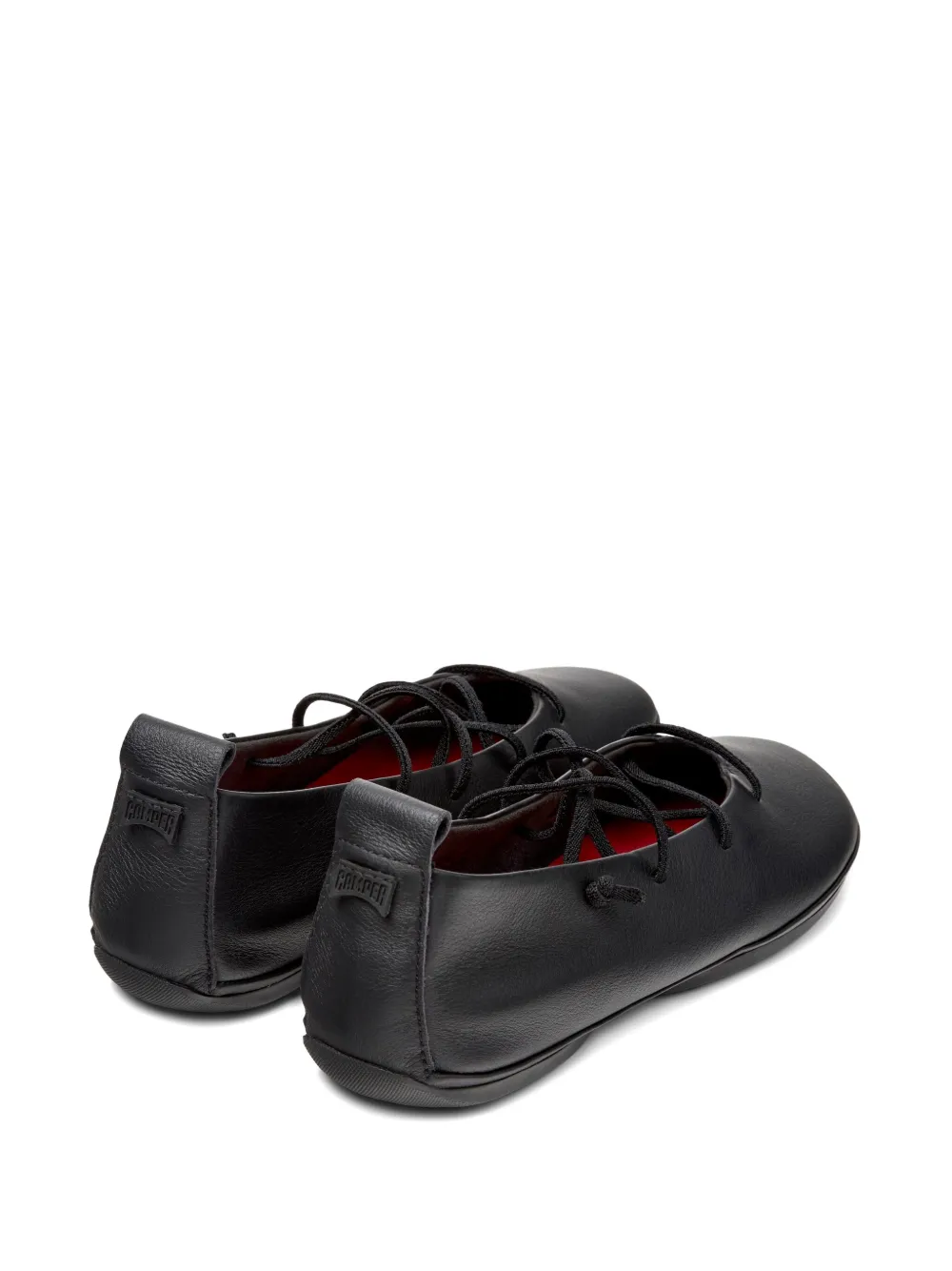 Camper lace-up leather flats Black