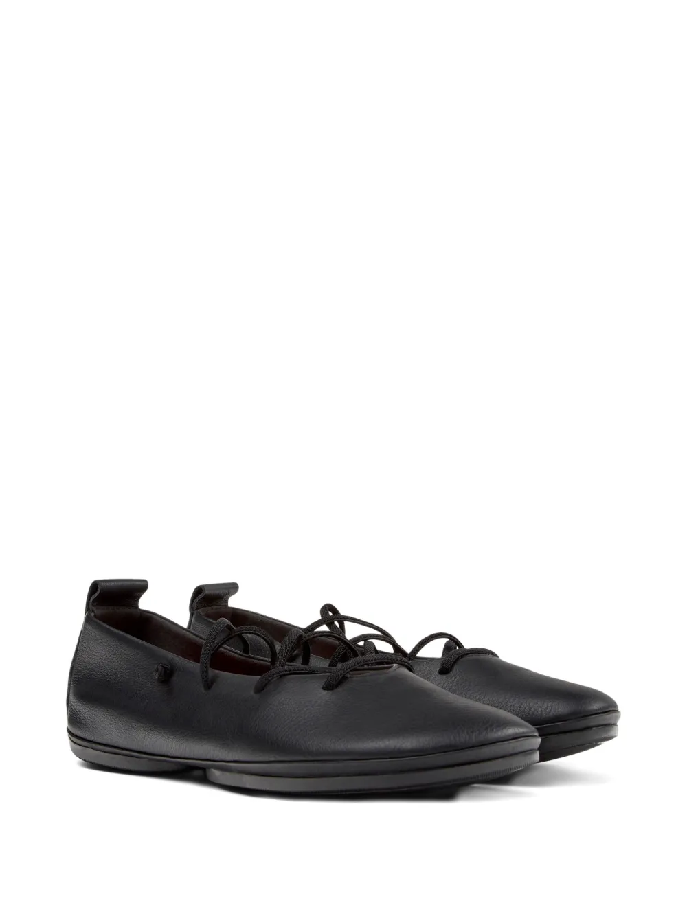 Camper lace-up leather flats Black