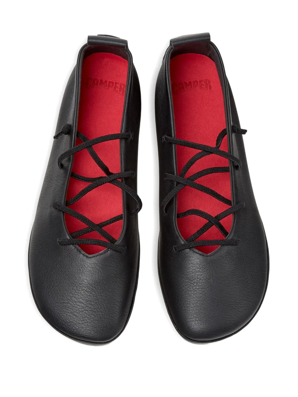Camper lace-up leather flats Black