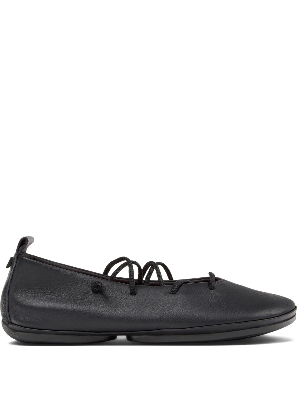 Camper lace-up leather flats Black