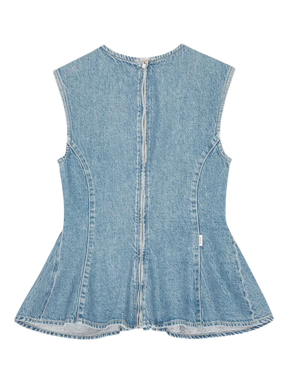 REMAIN Peplum sleeveless denim top Blauw