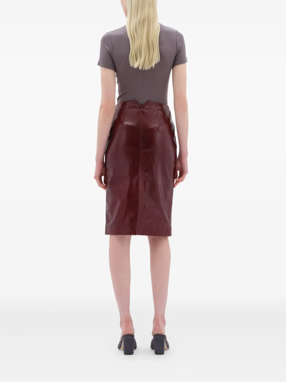 REMAIN Leren midi-rok Rood
