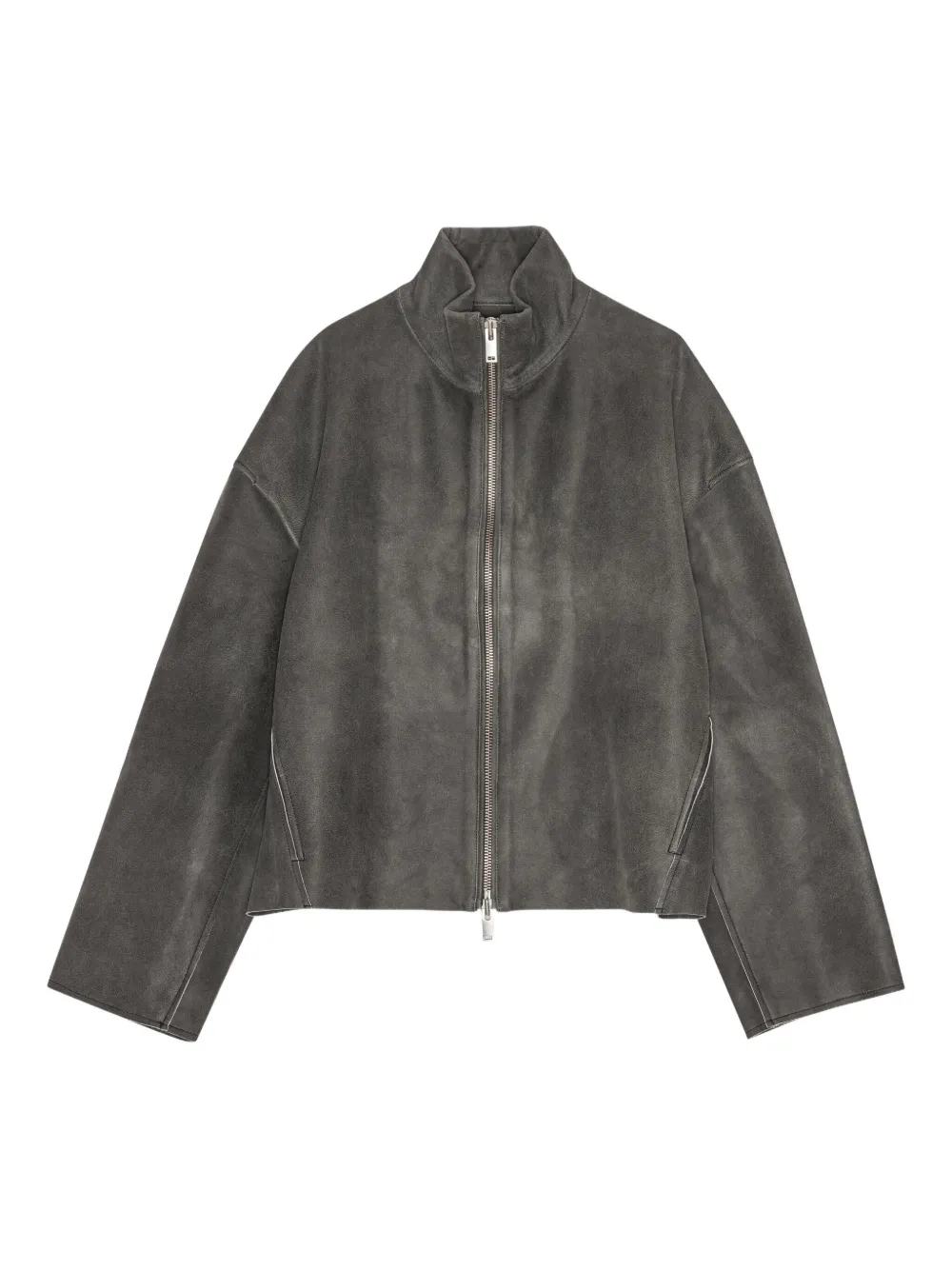 zip-front lambskin jacket