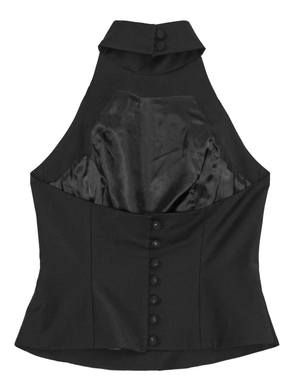 REMAIN Top met hoge hals en knoopsluiting Zwart