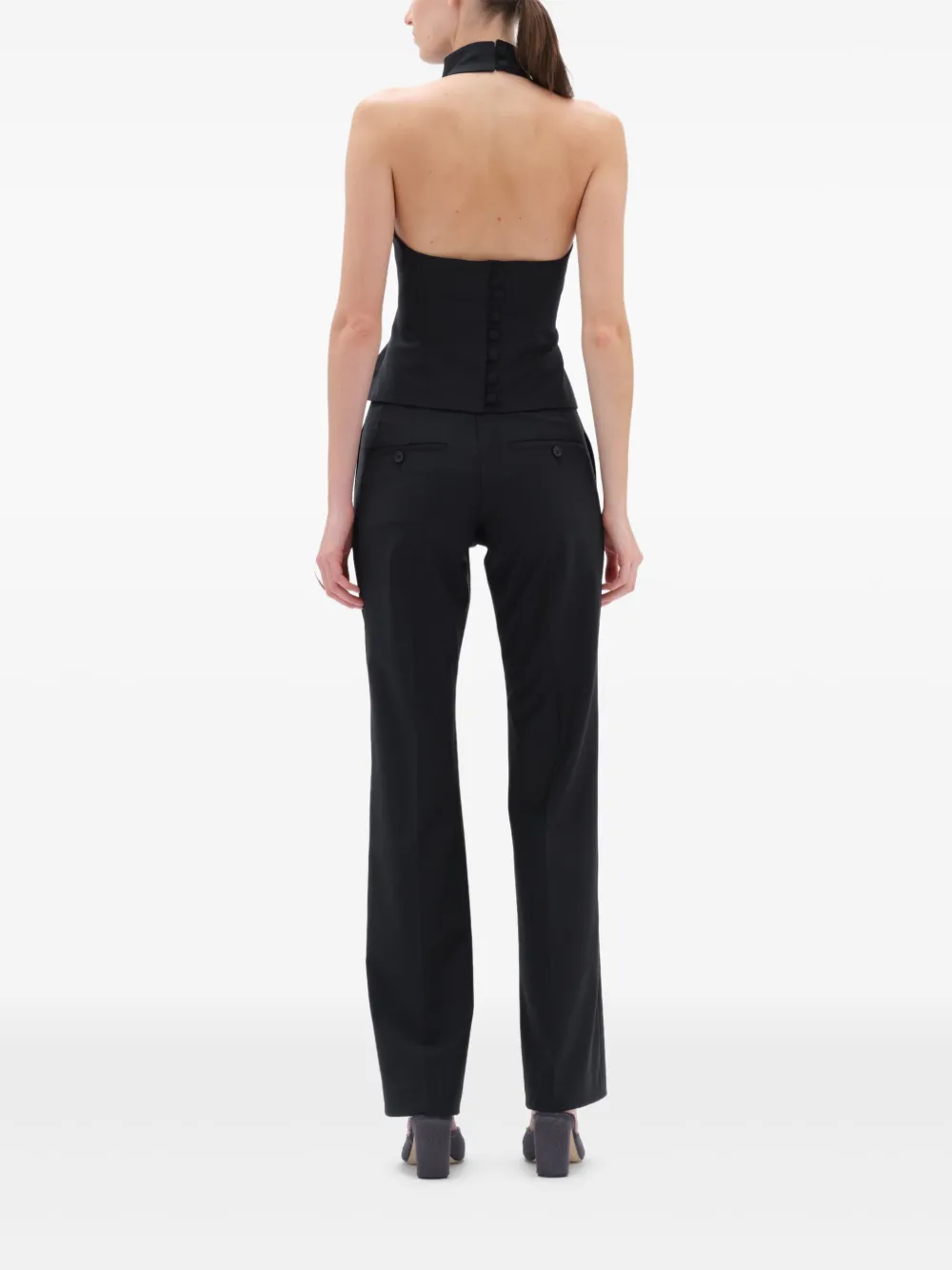 REMAIN Top met hoge hals en knoopsluiting Zwart