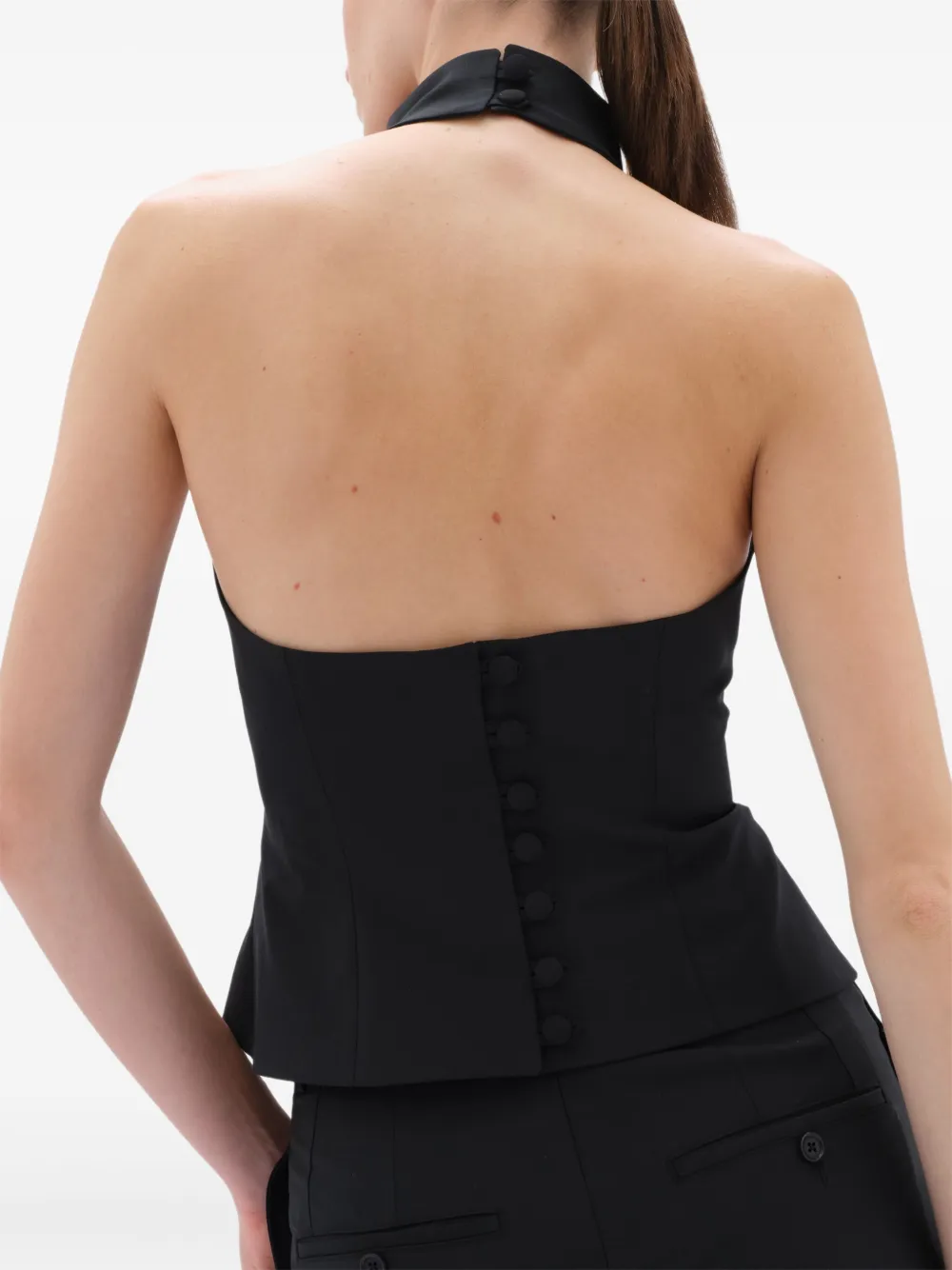 REMAIN Top met hoge hals en knoopsluiting Zwart
