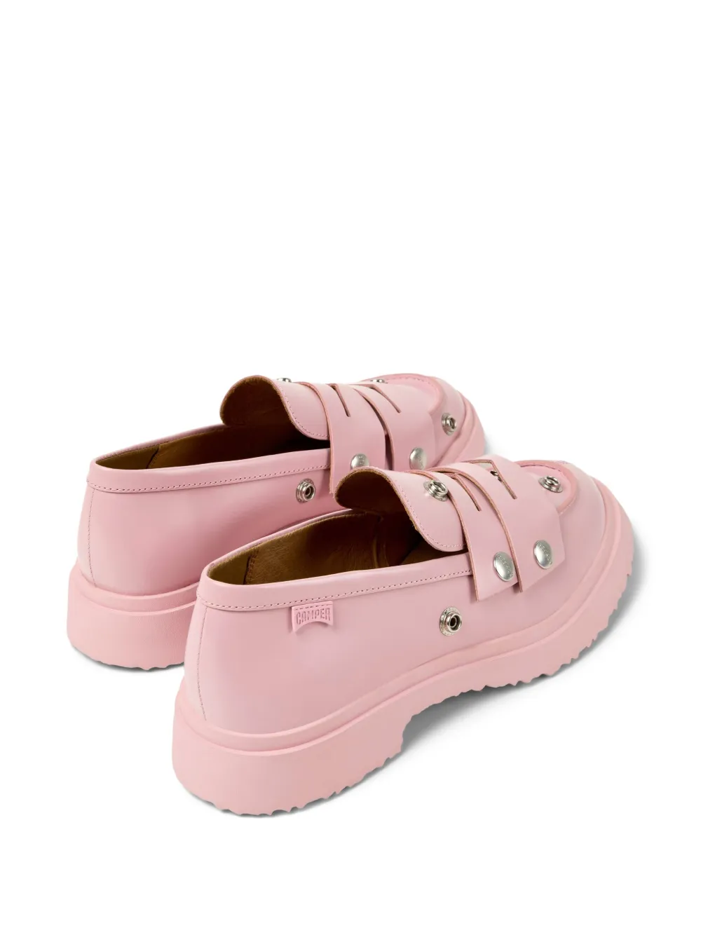 Camper Walden Twins Leather Loafers In Pink