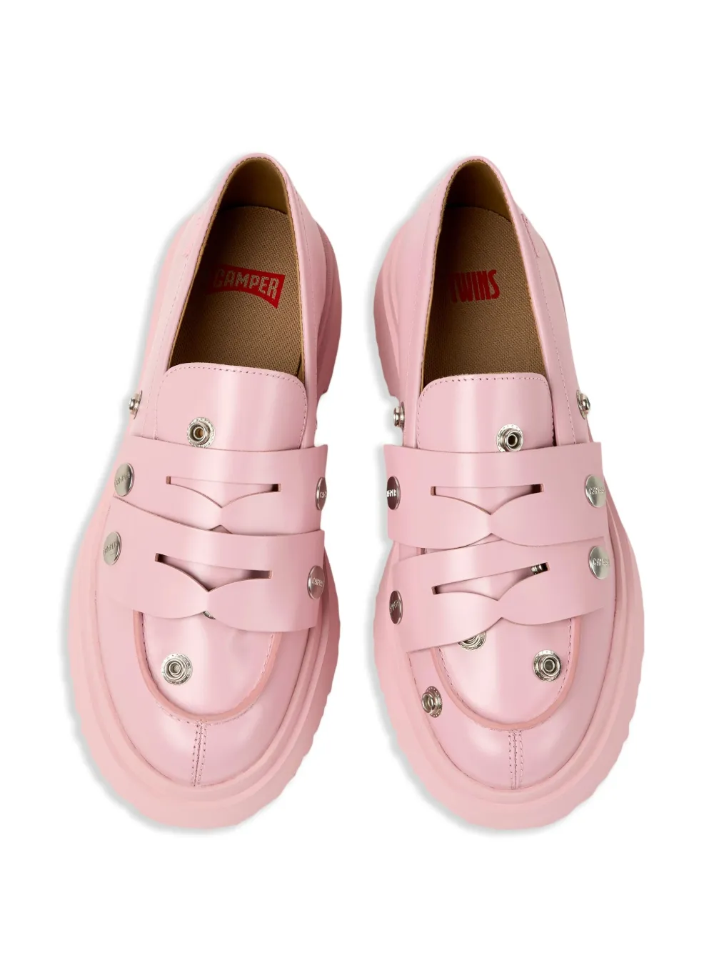 Camper Walden Twins Leather Loafers In Pink