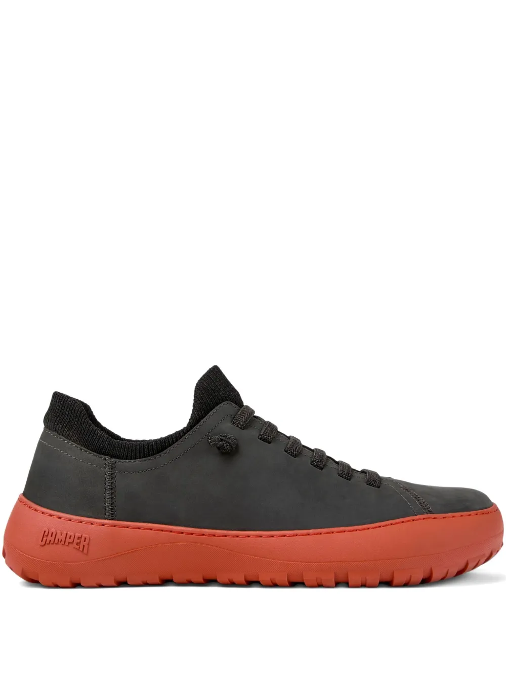 Camper Peu Cami nubuck leather knit-panel sneakers Grey