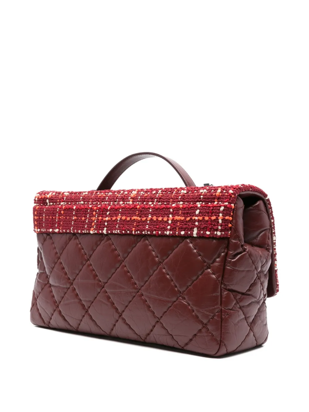 Pre-owned Chanel Airlines Tweed Flap Shoulder Bag In Red