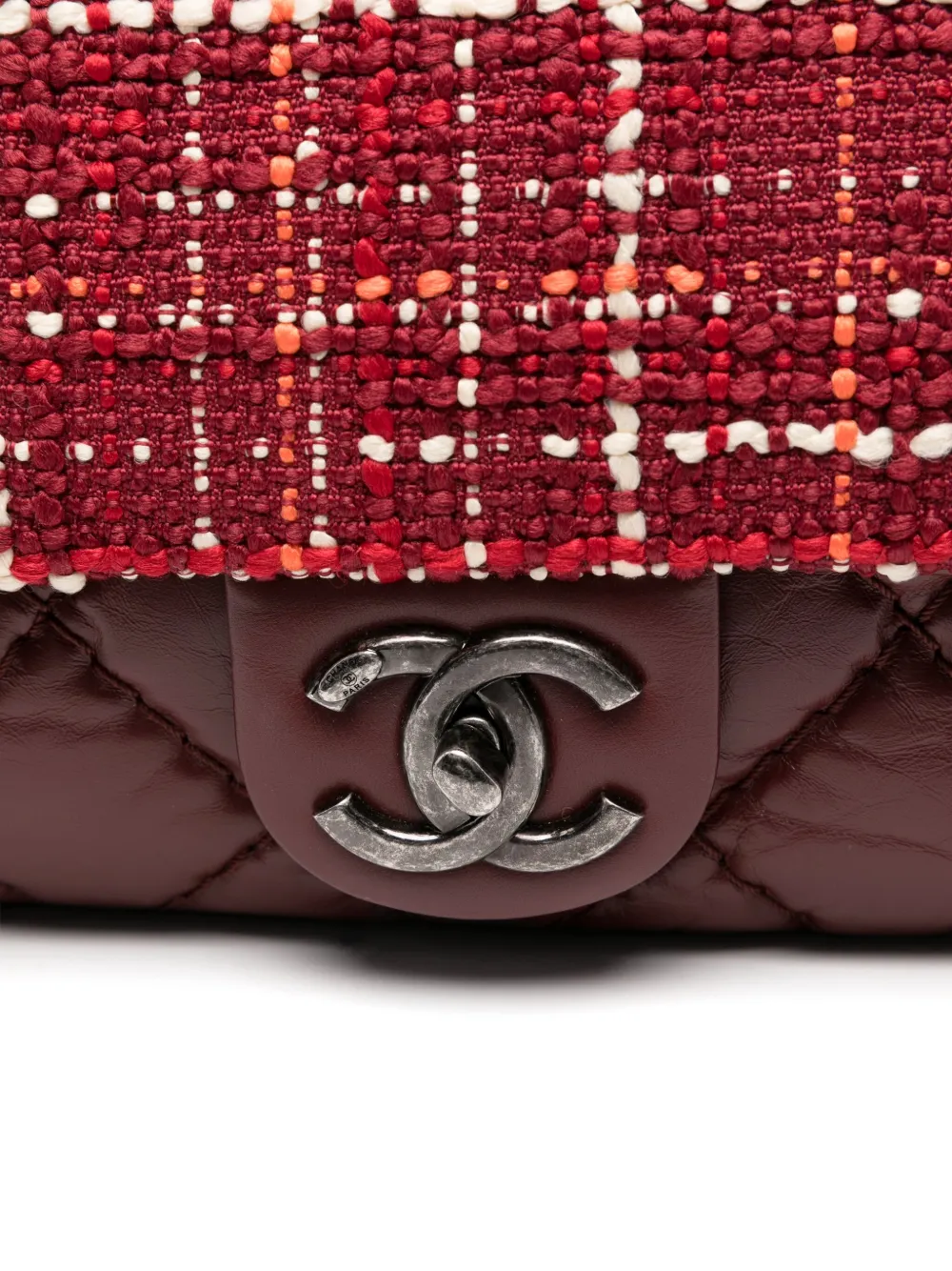 Pre-owned Chanel Airlines Tweed Flap Shoulder Bag In Red
