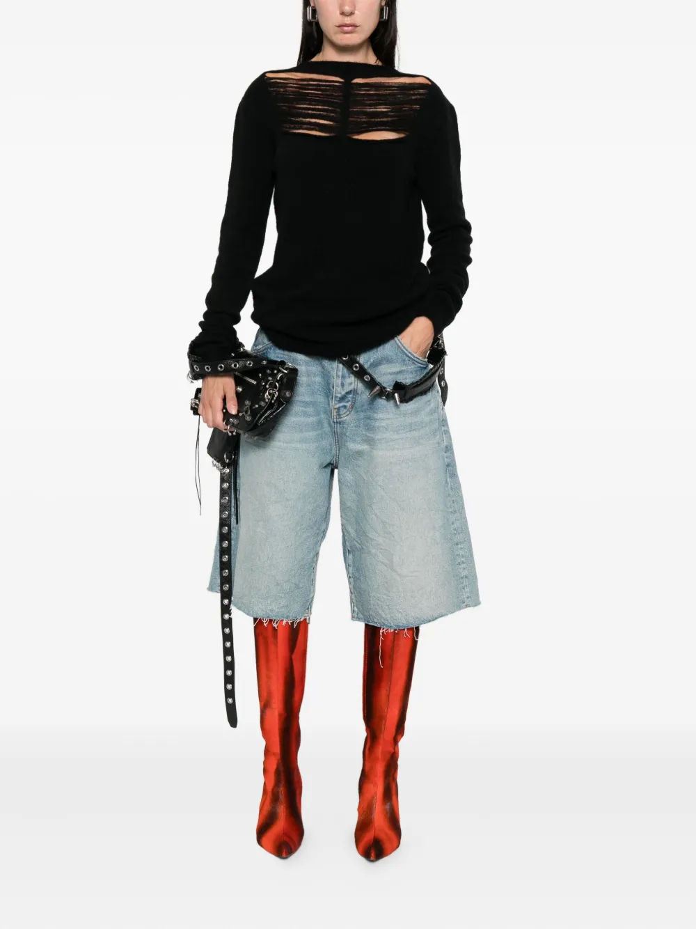 Rick Owens distressed sweater Zwart
