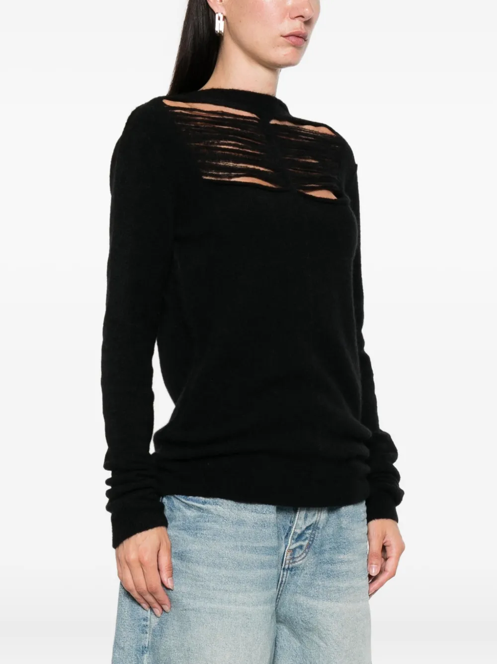 Rick Owens distressed sweater Zwart