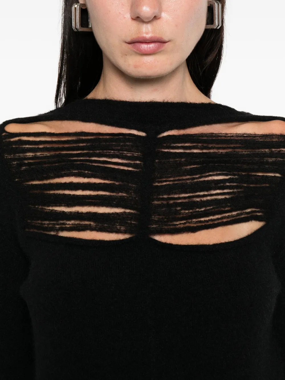 Rick Owens distressed sweater Zwart