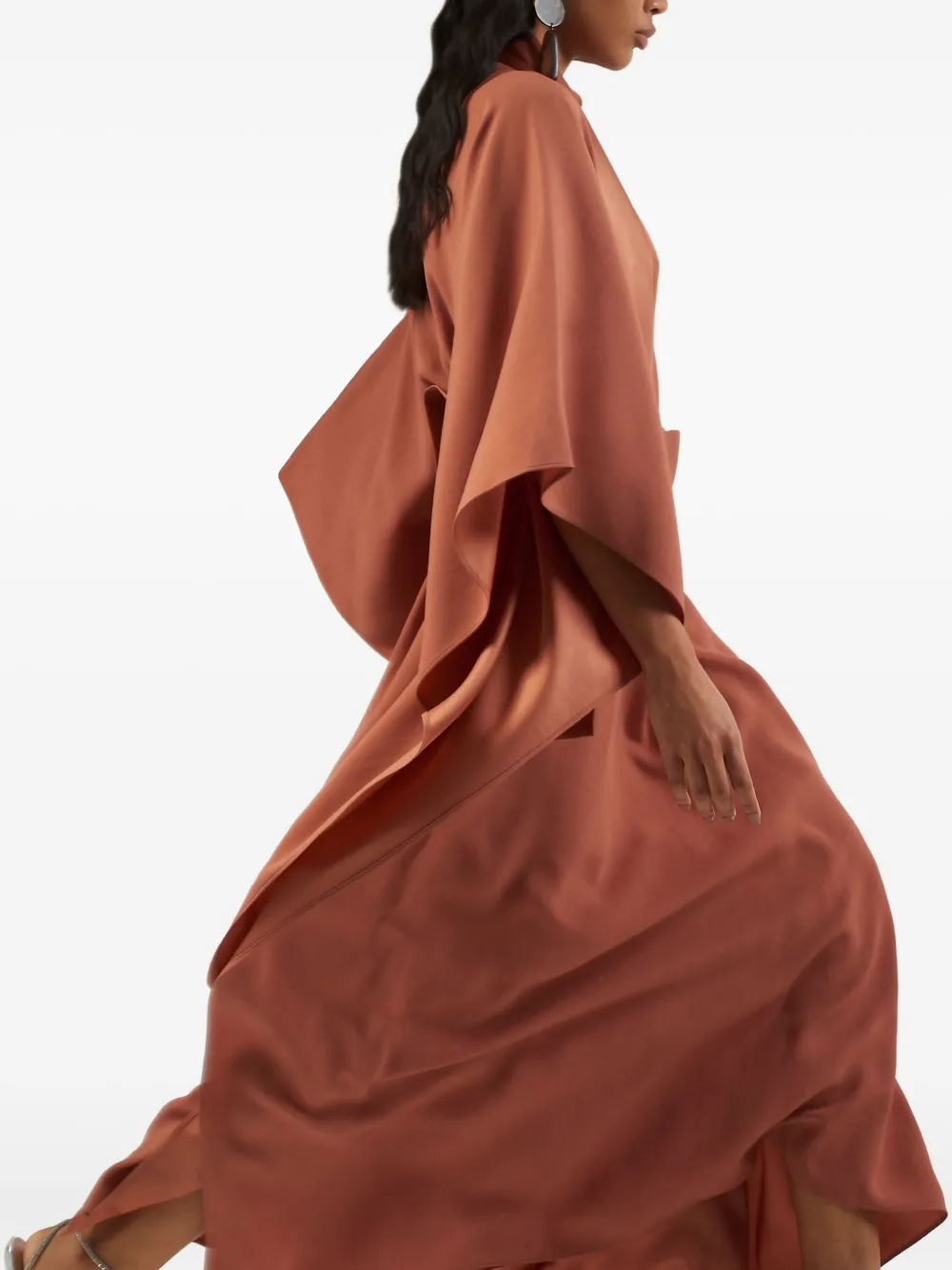Taller Marmo belted batwing maxi dress Bruin