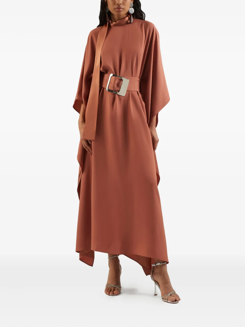 Taller Marmo belted batwing maxi dress Bruin