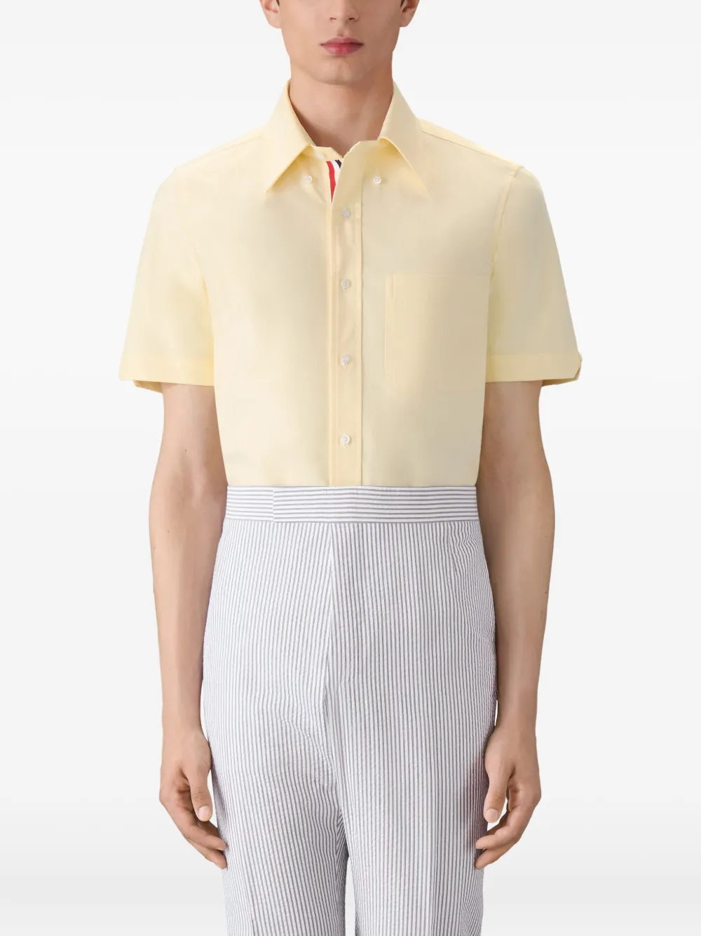 Thom Browne patch-pocket short-sleeve shirt Geel
