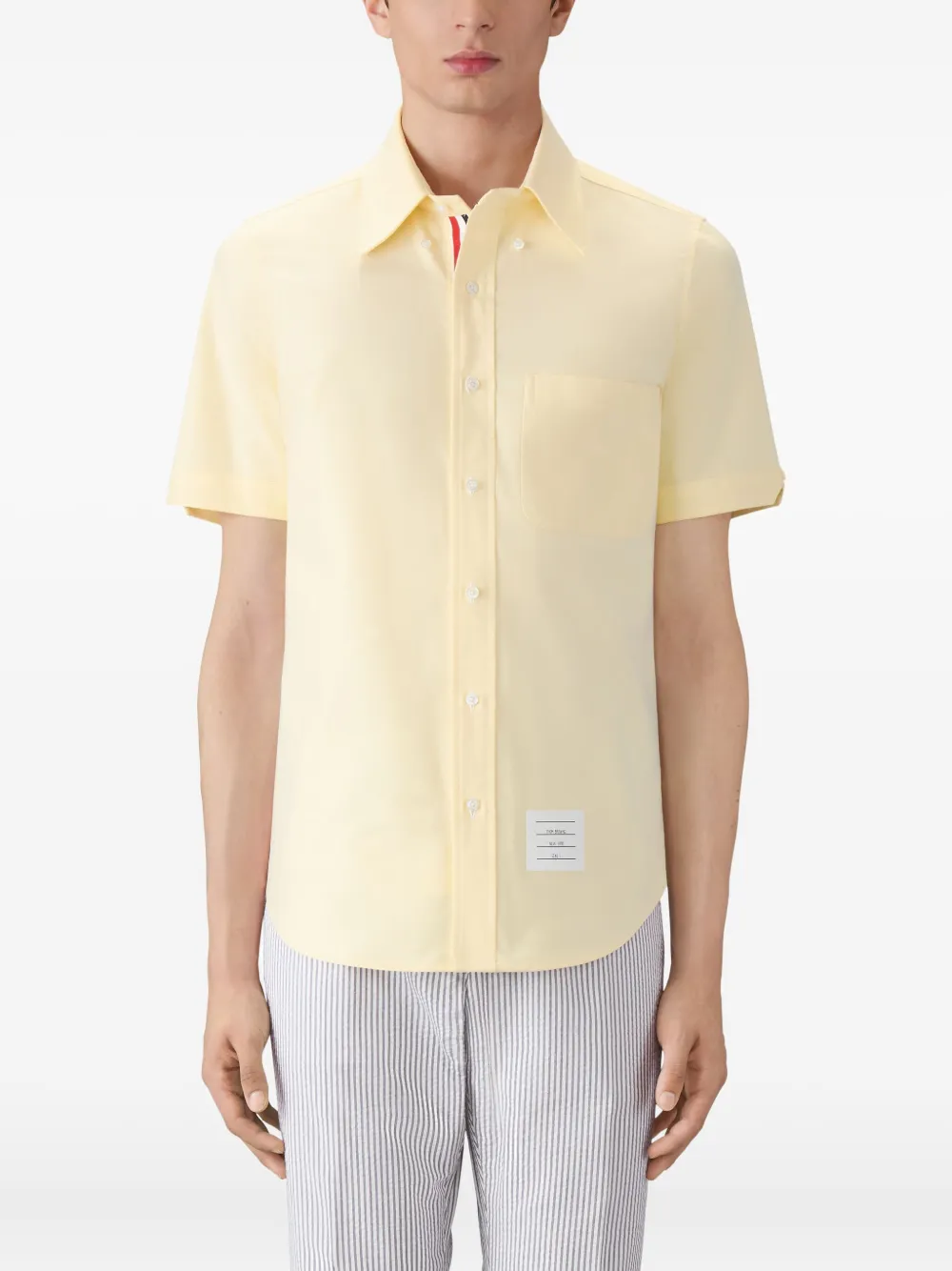 Thom Browne patch-pocket short-sleeve shirt Geel