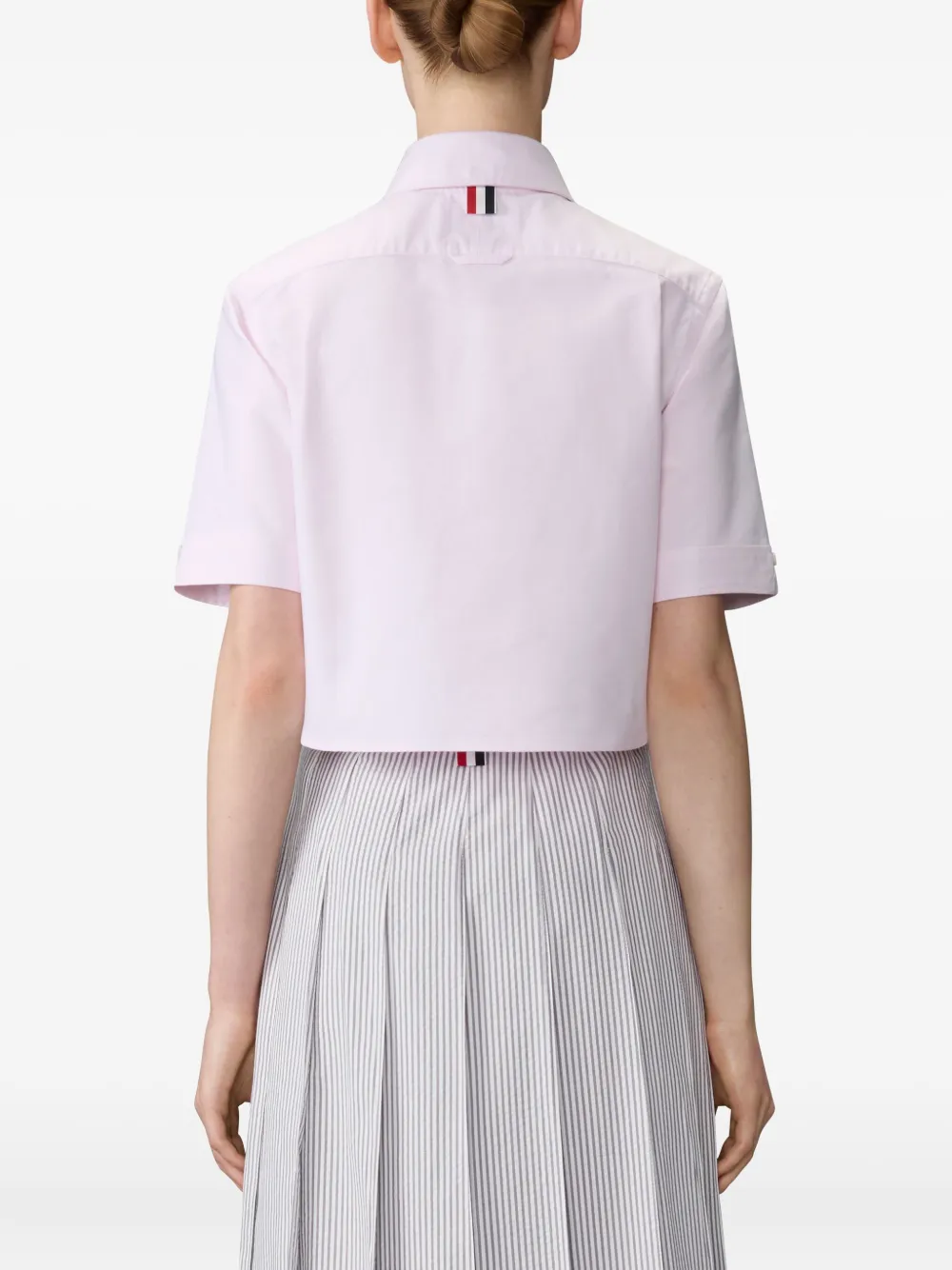 Thom Browne logo-patch short-sleeve shirt Roze