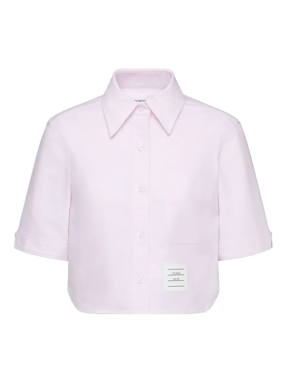 Thom Browne logo-patch short-sleeve shirt Roze
