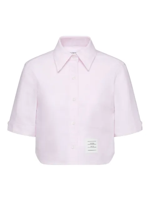 Thom Browne logo-patch short-sleeve shirt